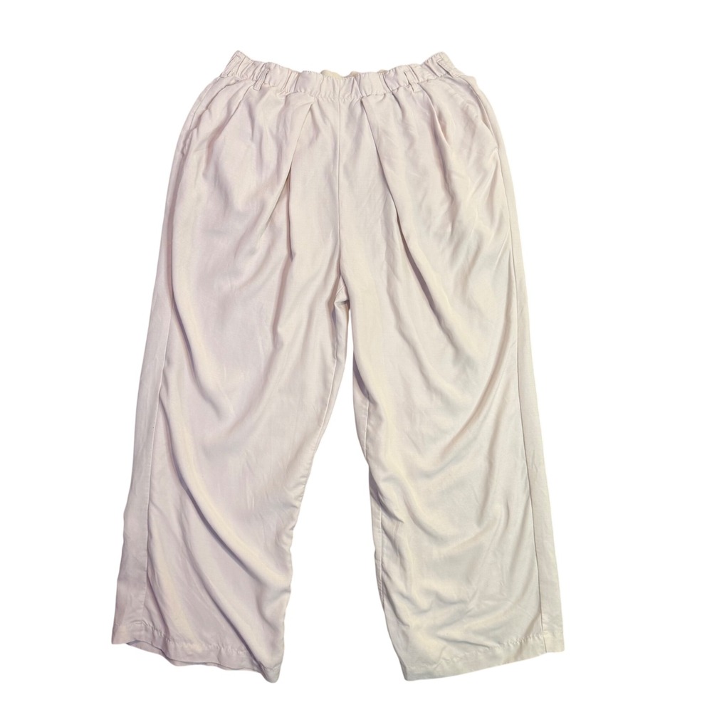 Free People Wide Leg Pleated Pants Womens L Pull On Elastic Waist Flowy Casual